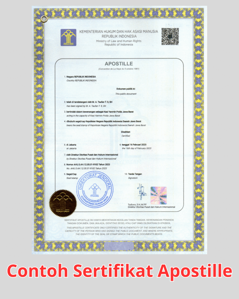 Contoh Sertifikat Apostille