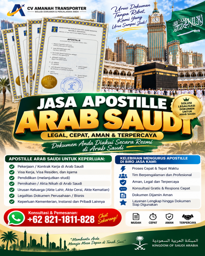 Jasa Legalisir Dokumen Apostille Arab Saudi