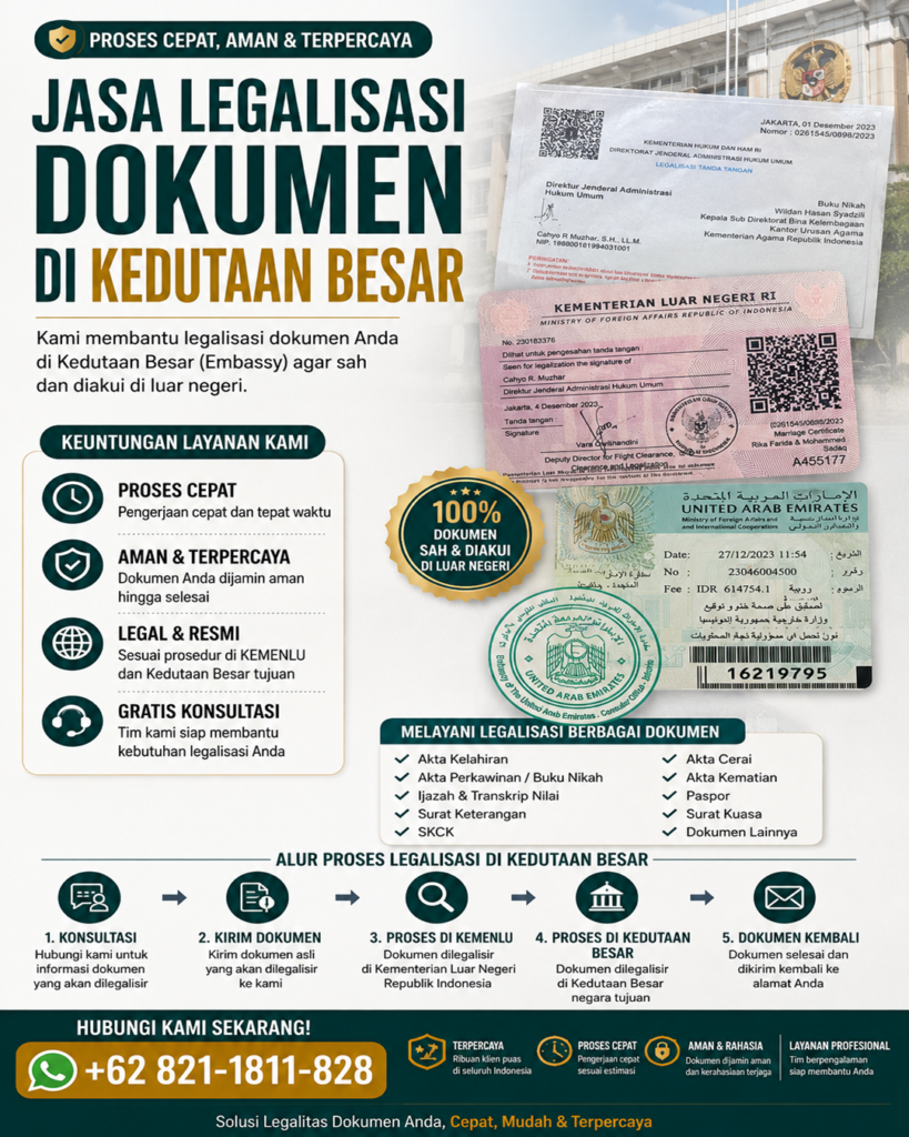 Jasa Legalisir Dokumen Di Kedutaan Besar