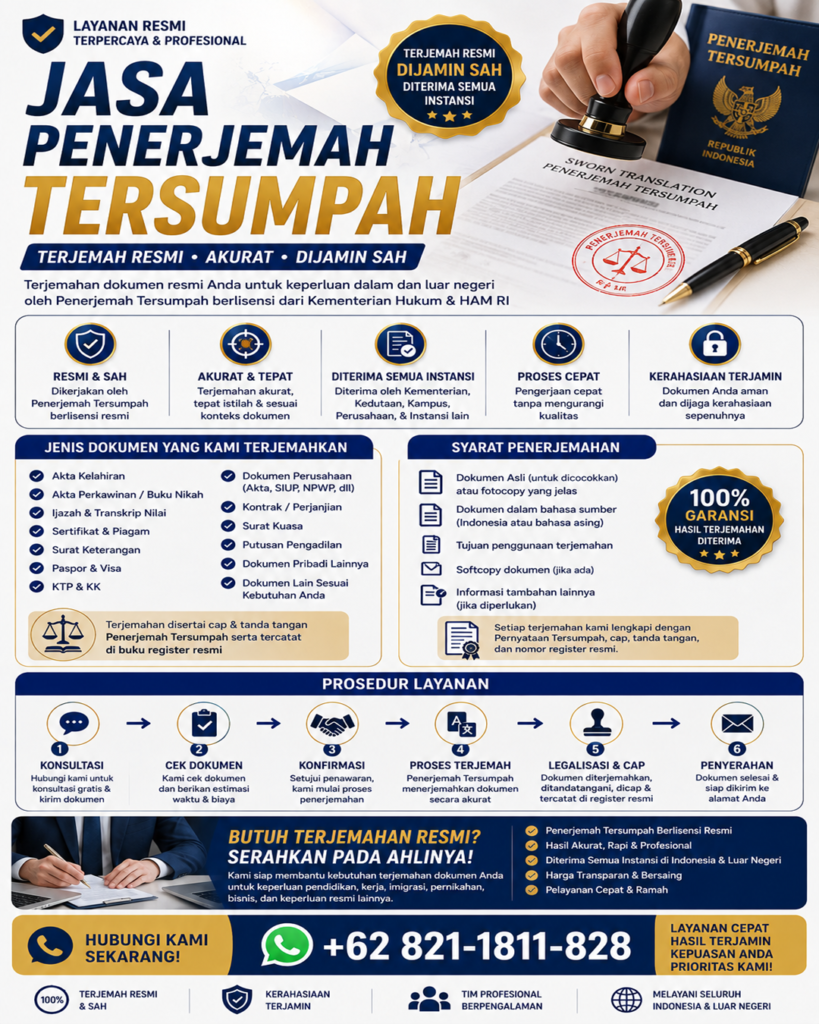 Jasa Penerjemah Tersumpah  - Sworn Translator